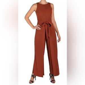 Julia Jordan Wide-Leg Tie-Waist Jumpsuit in Rust women’s size 4